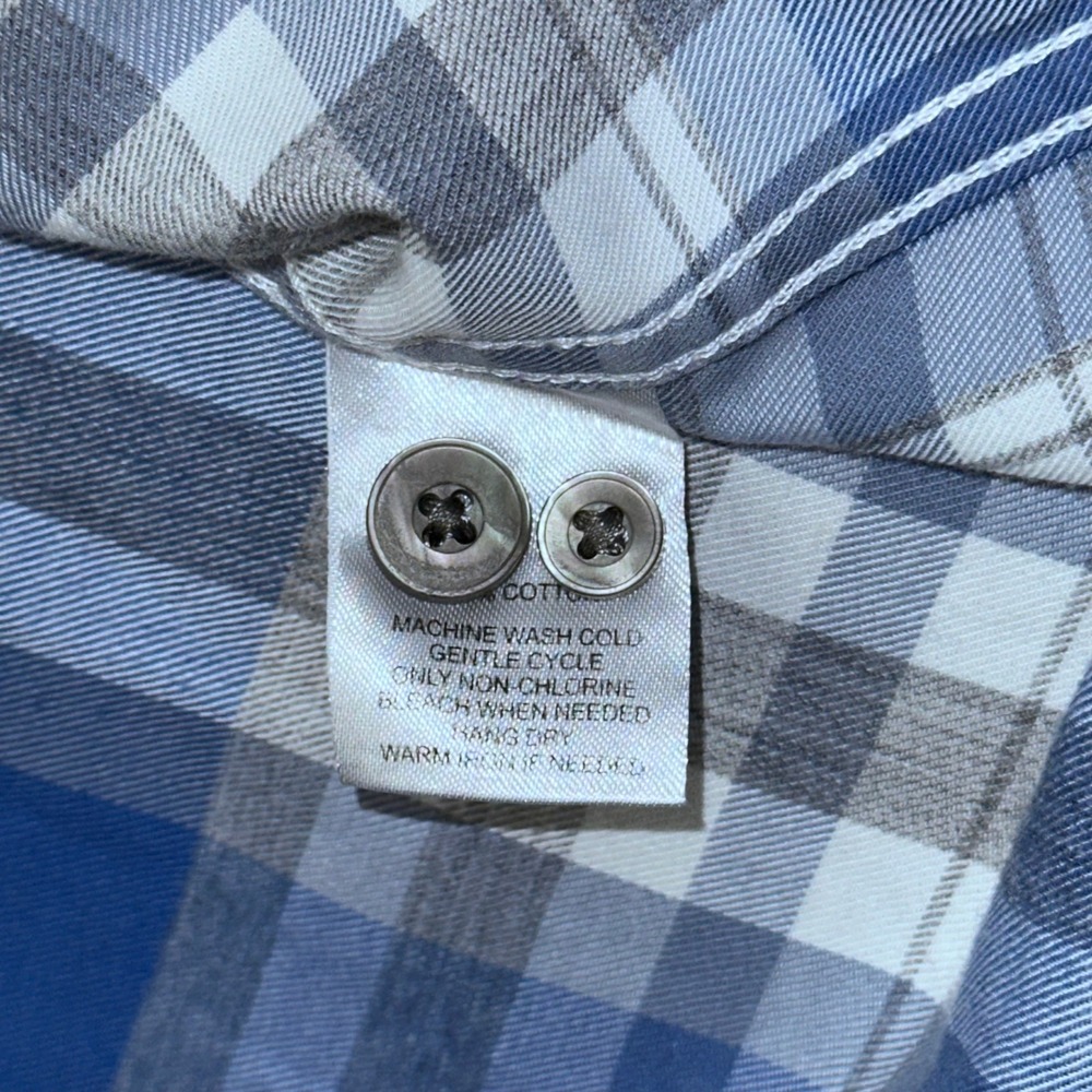 UNTUCKit Men's Plaid Button-Down Shirt Blue Gray Check‎ 100% Cotton Long Sleeve - Picture 6 of 10